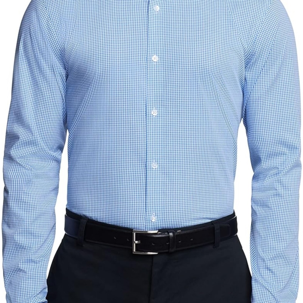 Calvin Klein Slim Fit Performance Blue Casual Button Down Shirt 100% Cotton